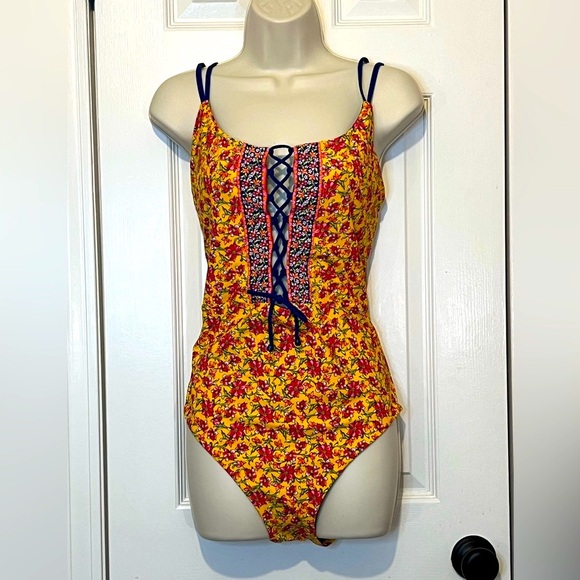 Skinny Dippers One Piece Jelly Beans Suga Babe Lace Up, Bumble, Size XL, NWOT - Picture 2 of 7